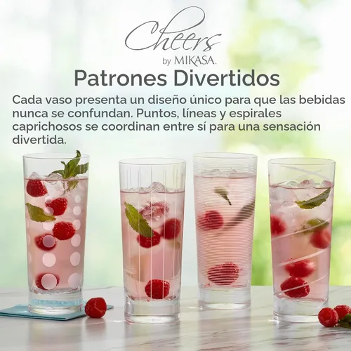 Vista 4 de Mikasa - Juego de 4 vasos largos de 19.75 onzas de la colección Cheers