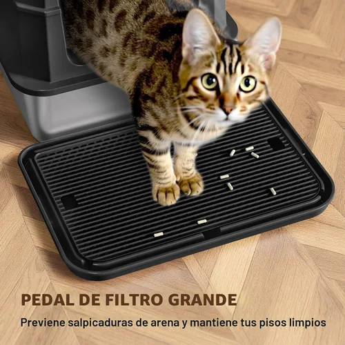 Vista 8 de Caja de arena de acero inoxidable con tapa, caja de arena metálica cerrada anti-fugas, bandeja de arena para gatos extra grande con tapa abatible