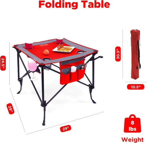 Vista 2 de Mesa de vino plegable creativa al aire libre Portátil Camping playa picnic y patio Rojo/gris