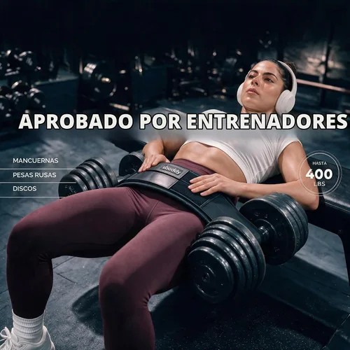 Vista 4 de Cinturón de empuje de cadera con diseño de doble correa – Constructor de glúteos para mancuernas pesadas, pesas rusas y discos de hasta 400 libras