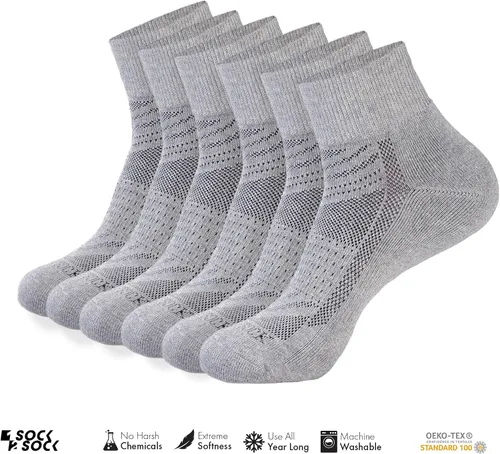 Vista 2 de 1SOCK2SOCK Paquete de 6 calcetines deportivos de algodón para hombres y mujeres, de algodón, corte bajo, calcetines para correr