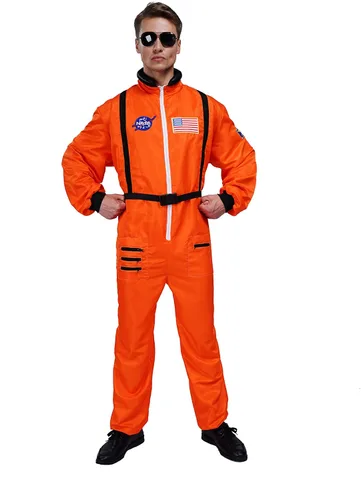Vista 2 de Maxim Party Supplies Disfraz de astronauta para hombre con parches bordados y bolsillos para adultos