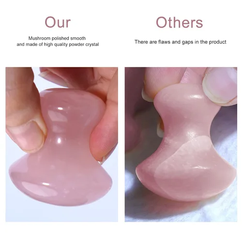 Vista 2 de ideayard Hongo Gua Sha 2pcs & Peine Masaje Cuarzo Rosa
