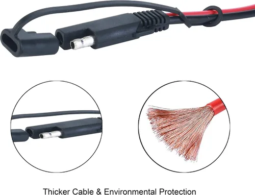 Vista 7 de AEISVIK Cables de Carga de Batería SAE TO SAE 12V-24V Cable de Extensión de Desconexión Rápida de 2 Pines Con Tapa Antipolvo Cable de Conexión DC