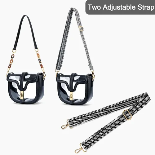 Vista 3 de KKXIU Bolso cruzado transparente para mujer, de piel vegana, aprobado para estadios, para concierto, al hombro, deportivo, bolso transparente