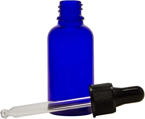 Vista 2 de GreenHealth – Pack de 2 – Botellas de vidrio azul cobalto de 1 oz con cuentagotas de vidrio Botellas rellenables para aceites esenciales