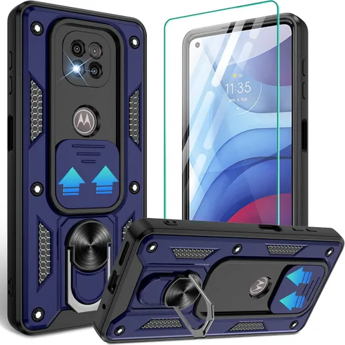 Vista 56 de Gritup Funda para Moto G Stylus 5G-2021 con cubierta deslizante para cámara 1 paquete de protectores de pantalla HD Soporte de metal giratorio