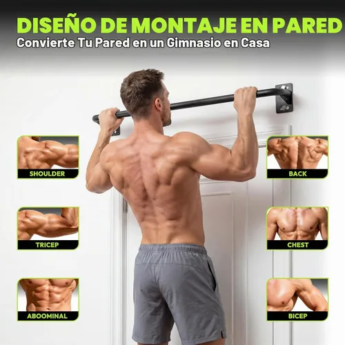 Vista 6 de HANDBODE Wall Mounted Pull Up Bar for Doorway, 52''/36'' Chin Up Bar