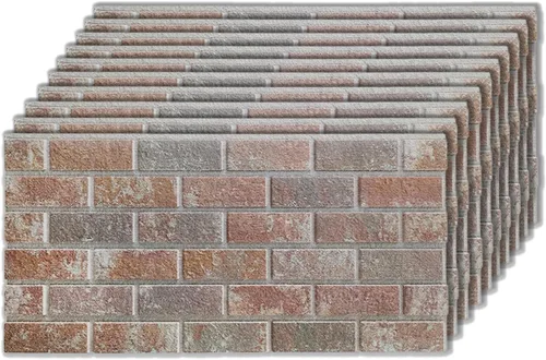 Vista 11 de IZODEKOR Paneles de pared 3D con efecto ladrillo, revestimiento, aspecto de piedra, revestimiento de espuma de poliestireno para sala de estar