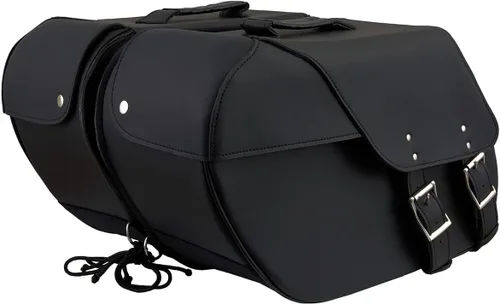 Vista 19 de Maleta impermeable de cuero genuino para motocicleta con funda para pistola en el interior marrón y negro tachuela/sin tachuelas