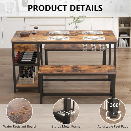 Vista 13 de Juego de mesa de comedor para 4-6 personas, mesa de comedor de cocina