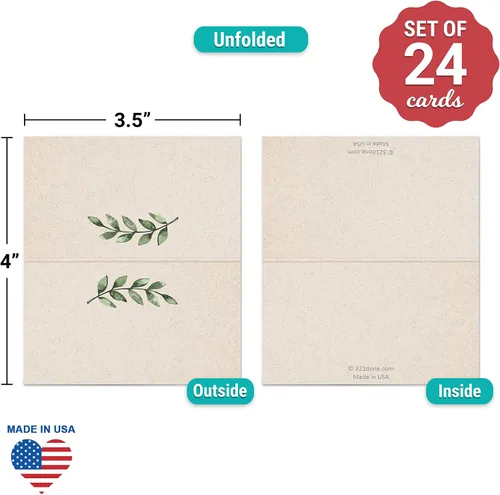 Vista 2 de 321Done Greenery - Tarjetas de lugar para colocar la mesa, juego de 24 tarjetas de nombre en blanco, tabla de asientos y tarjeta de posición