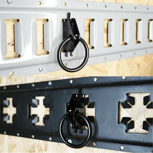 Vista 3 de E Track O Ring E - Anclajes de amarre para remolques, camas planas, camionetas, acero (negro, 10 unidades)