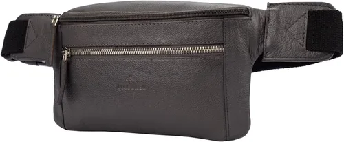 Vista 5 de FINELAER Riñonera de cuero con bolsillos con cremallera, ajuste ajustable, diseño elegante, Gris, Riñonera de senderismo