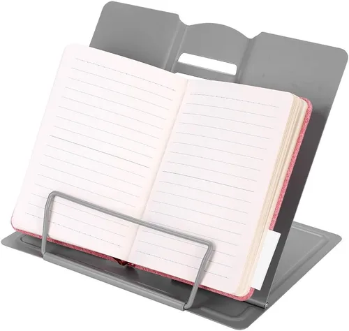 Vista 5 de Soporte plegable para libros de escritorio para leer, bandeja de observación de pie y soporte para papel de página, soporte ajustable