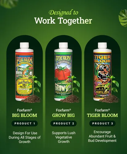 Vista 5 de FoxFarm Fertilizer Soil Trio Liquid Nutrient: Tiger Bloom, Grow Big, Big Bloom Botellas - (Paquete de 3-1 pinta)