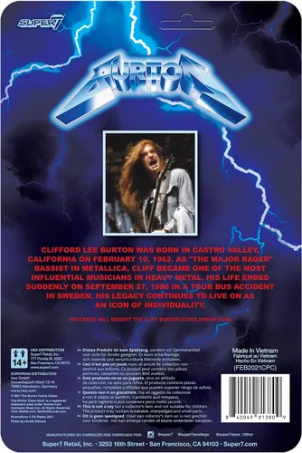 Vista 3 de Super7 Cliff Burton - Figura de acción de 3.75 pulgadas con accesorios, coleccionables de heavy metal y juguetes retro