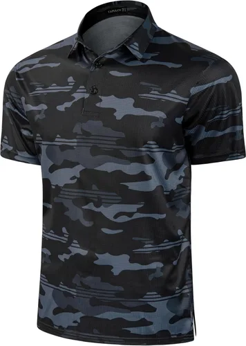 Vista 58 de TAPULCO Camisetas tipo polo de secado rápido para hombre, diseño de camuflaje, atléticas, ligeras, transpirables, casuales, para golf