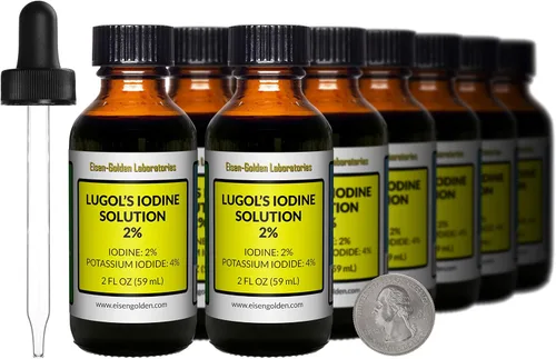 Vista 10 de Lugol's Yodo, solución al 2%, 2 onzas en una botella de vidrio ámbar, gotero gratis, EE. UU