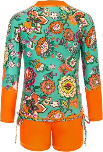 Vista 2 de GRACE KARIN Traje de baño para niñas, de manga larga, conjunto de 2 piezas, 6-12 años, Limón