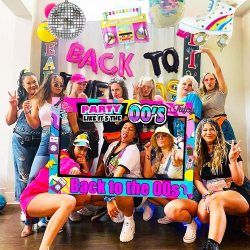Vista 7 de JeVenis Regreso a los años 00 Fiesta Photo Booth Props Marco Back to 00s Fiesta Decoración Temprano 2000s tema Hip Hop tema telón de fondo Hip Hop