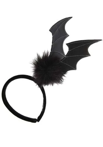 Vista 2 de Accesorio de disfraz diadema con murciélago negro con resorte Multicolor