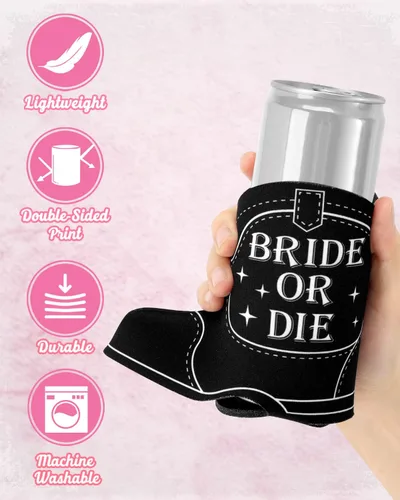 Vista 4 de CiyvoLyeen Botas de vaquera, 12 fundas para latas de despedida de soltera, aislantes de neopreno, vasos para bebidas o vasos para discoteca, vaquero