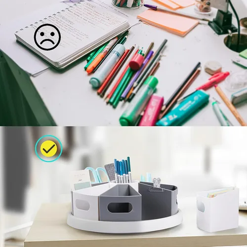 Vista 6 de MeCids Organizador de almacenamiento giratorio de 360 grados, organizadores de escritorio, soporte para bolígrafos – 12 pulgadas estilo Lazy Susan