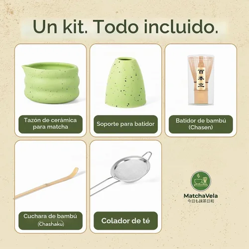 Vista 2 de Juego de batidor Matcha - 5 piezas Kit de té japonés