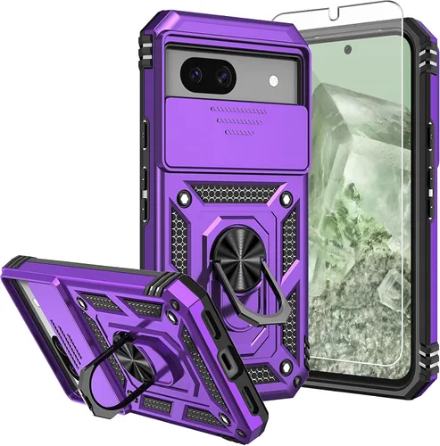 Vista 14 de Funda para Pixel 7a, con protectores de pantalla y funda para cámara, [grado militar] de 16 pies. Funda protectora probada contra caídas con soporte