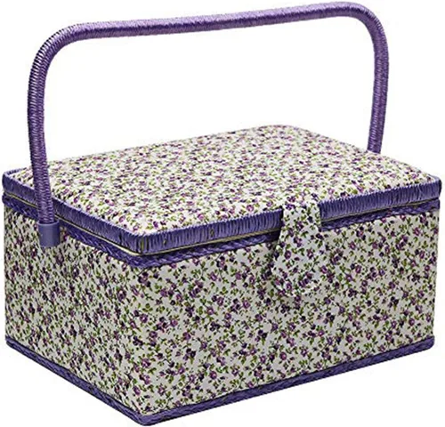 Vista 10 de Cesta de costura grande con accesorios, caja organizadora de costura para suministros de costura y herramientas de manualidades de bricolaje, regalo