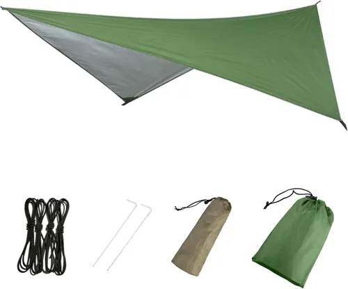 Vista 10 de Azarxis Hamaca de lona para camping, mosca de lluvia, toldo impermeable para tienda de campaña, toldo de tela para picnic para senderismo al aire