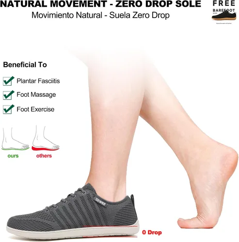Vista 2 de Geweo Zapatos minimalistas unisex Suela sin caída Puntera ancha Comodidad más flexible Movimiento natural en forma de pie Zapatos deportivos