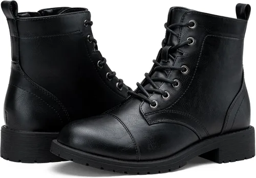 Vista 5 de Vepose Botines de moda para mujer, botines de tacón bajo con cordones para mujer