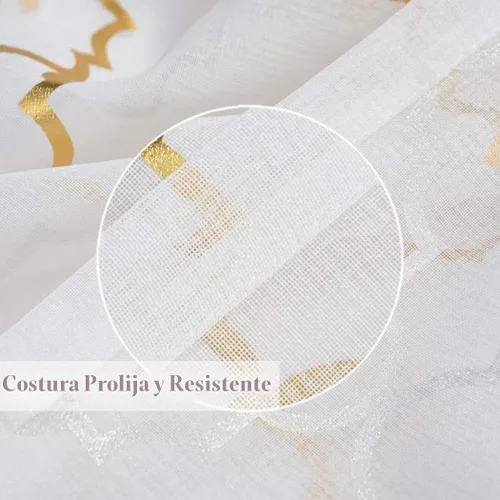 Vista 5 de Kotile Cortinas traslúcidas color blanco dorado para dormitorio, 52 x 63 Oro blanco