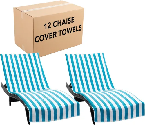 Vista 10 de Arkwright California - Funda para tumbona de playa, paquete de 2 - Toalla de algodón suave y a rayas estilo cabana con bolsillo para silla de playa