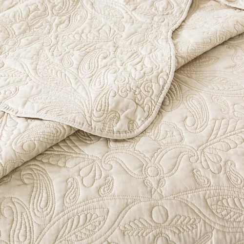 Vista 8 de HoneiLife - Juego de colcha de tamaño Queen, juego de ropa de cama bordada de microfibra de 3 piezas, colcha reversible, ligera, patrón de estampado