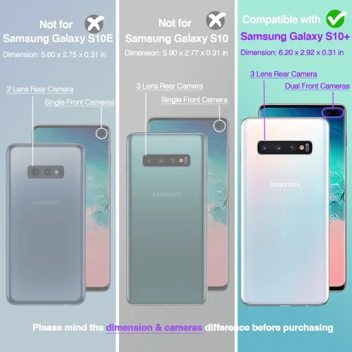 Vista 2 de KIOMY Funda transparente para Samsung Galaxy S10+ / S10 Plus, esquinas de bolsa de aire, a prueba de golpes, funda protectora para teléfono, diseño