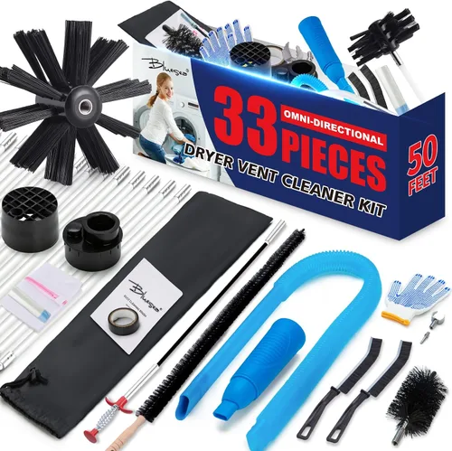 Vista 15 de BLuesea Kit de limpieza de ventilación de secadora, kit de limpieza de secadora de 15 piezas, incluye cepillo de ventilación de secadora de 30 pies
