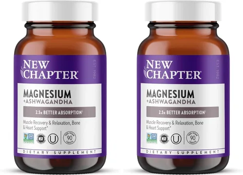 Vista 10 de New Chapter Suplemento de magnesio + Ashwagandha, 325 mg con glicinato de magnesio para relajación muscular y recuperación, salud del corazón