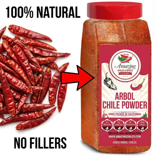 Vista 5 de Chile de Arbol - Chile rojo seco en polvo, 1 libra (16 onzas), pimientos molidos para auténtica cocina mexicana por Amazing Chiles & Spices