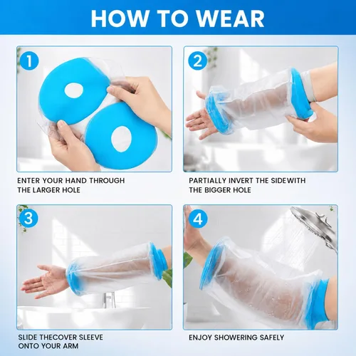 Vista 4 de Cubierta de Ducha para Línea PICC, Cubiertas de Línea PICC para Parte Superior del Brazo, Protector de Manga Reutilizable e Impermeable para Línea