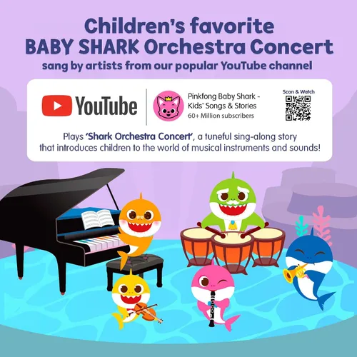 Vista 4 de Pinkfong Baby Shark Family Orchestra Concert Sound Book Libro interactivo de aprendizaje musical para bebés y niños pequeños de 1 a 3 años Libro