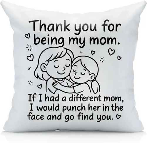Vista 2 de Oh, Susannah, Funda de almohada con texto en inglés "Thank You for Being My Mom", perfecta (18 x 18 pulgadas)