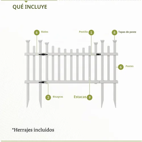Vista 4 de Zippity Madison Picket Gate, kit de vinilo blanco sin excavación