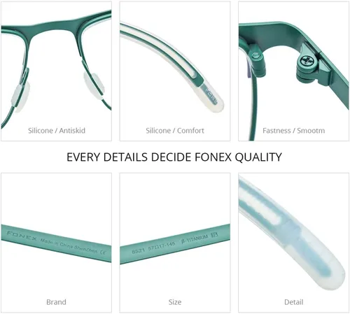 Vista 7 de FONEX Marco de gafas de titanio, marco cuadrado de lentes ópticos de miopía para hombre 8521