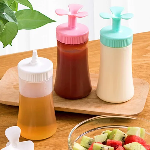 Vista 6 de Cabilock Botellas dispensadoras de salsa para salsa de tomate y aderezo, botellas transparentes de condimentos, diseño fácil de verter para Blanco