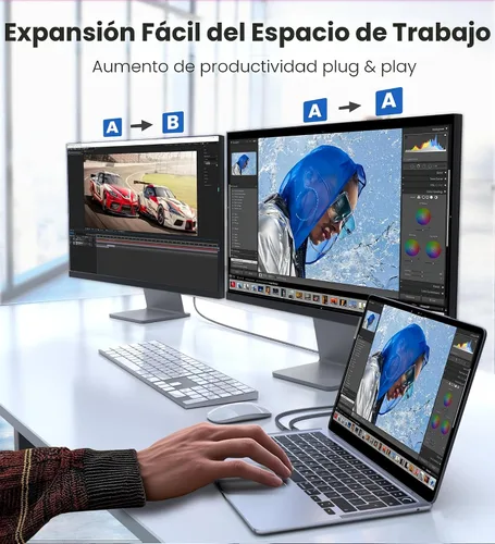 Vista 4 de Warrky Cable USB C a HDMI 4K 60Hz de 3.3 pies [enchufes chapados en oro antiinterferencias] Cable de aluminio tipo C a HDMI 2.0, Thunderbolt 3/4/5