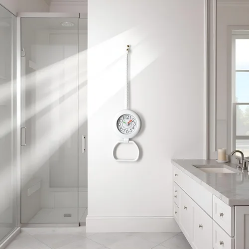 Vista 2 de Reloj de ducha digital de baño, temporizador impermeable para baño, temporizador colgante para cocina, hogar, pared y decoración de mesa (blanco)