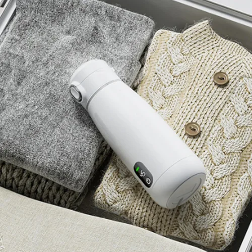 Vista 8 de AUNMAS Hervidor eléctrico portátil de viaje, calentador de agua de acero inoxidable con carga USB caldera de agua caliente inalámbrica para acampar